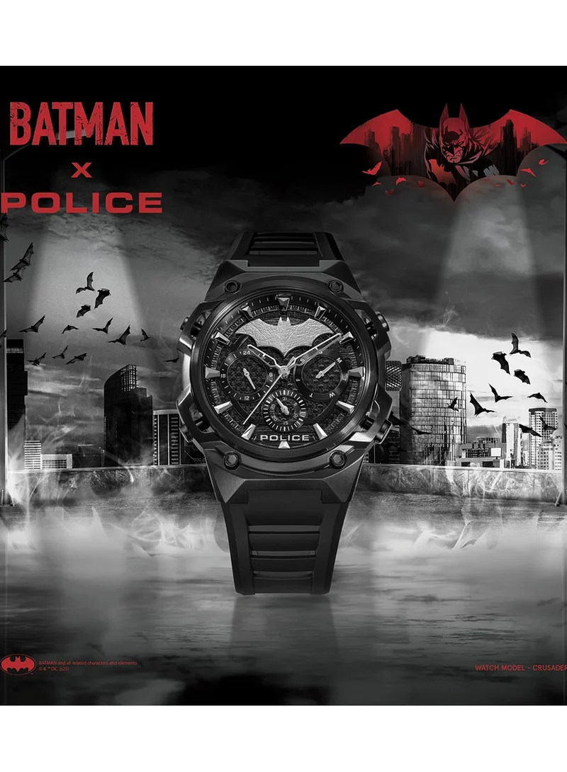 POLICE Black Carbon Men's Crusader Black Carbon Dial Silicone Strap Multifunction Watch Set for Men, 46mm for Men | Best Price UAE